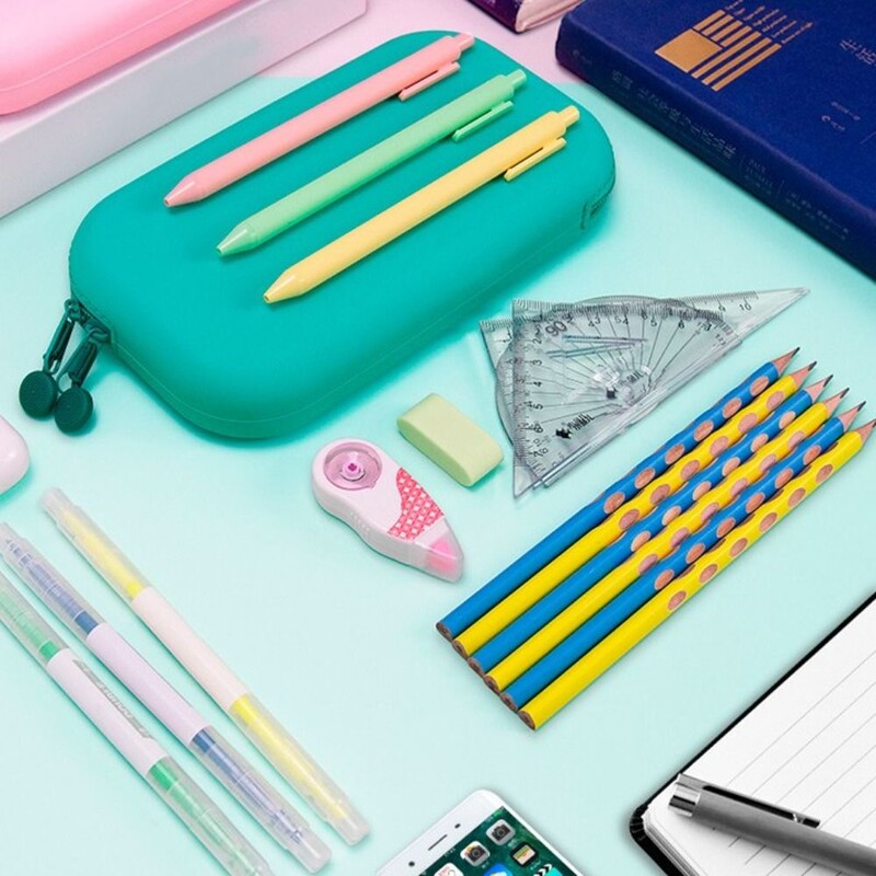 Kuumuskindel pliiatsitase Creative Veekindel pestav pliiatsikott kommivärvid Silikoonist kirjatarvete karbis õpilastele