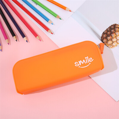 Macaroni värvi silikoonist pliiatsikarp armas kirjatarvete karp koolitarvete hoiukarp lihtne ühekihiline õpilaste pliiatsikott lastele