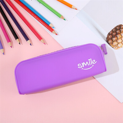 Macaroni värvi silikoonist pliiatsikarp armas kirjatarvete karp koolitarvete hoiukarp lihtne ühekihiline õpilaste pliiatsikott lastele