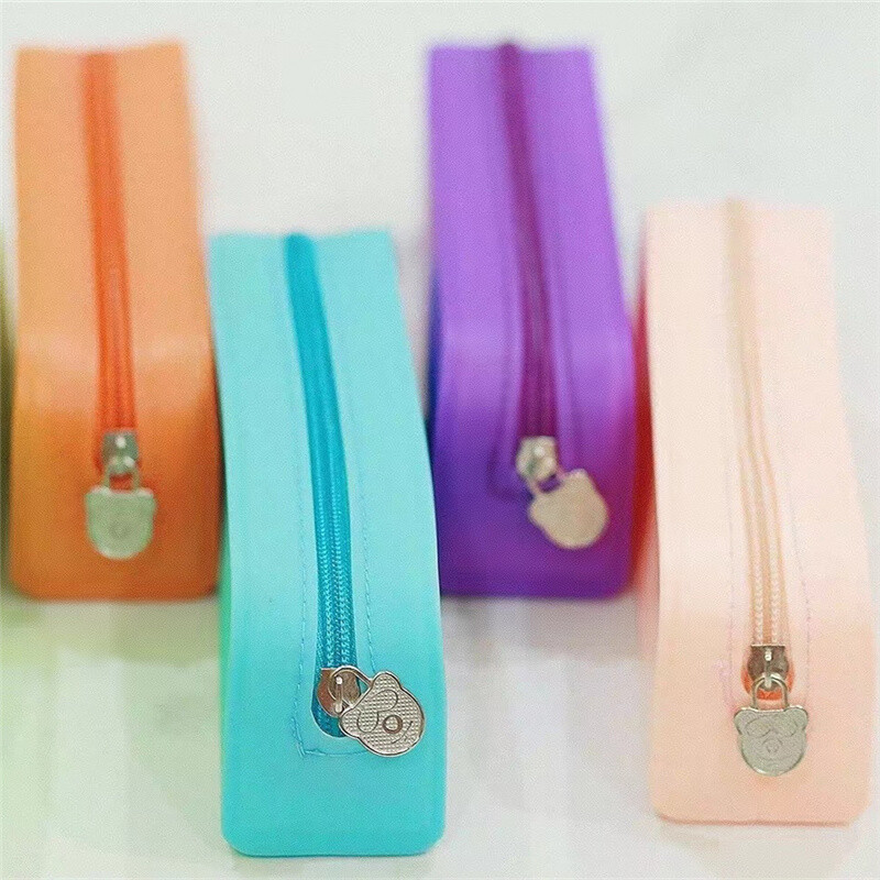 Macaroni värvi silikoonist pliiatsikarp armas kirjatarvete karp koolitarvete hoiukarp lihtne ühekihiline õpilaste pliiatsikott lastele