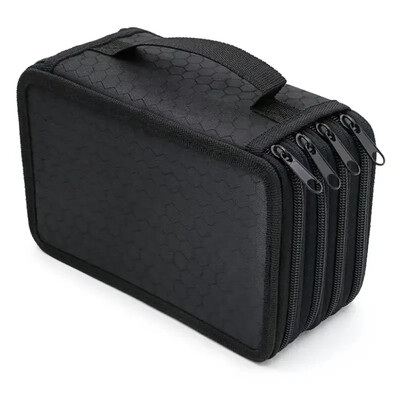 72 caurumi, 4 slāņu zīmuļu futrālis, pārnēsājams lielas ietilpības daudzfunkcionāls zīmuļu maisiņš ar rāvējslēdzēju. Mākslas skolas kancelejas piederumi