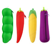 Kreativna Silikonska pernica s patentnim zatvaračem Patlidžan Grašak Mahuna Kukuruz Oblik mrkve Kawaii Studentska olovka Torba za pohranu Organizator Poklon za djecu