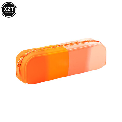 Mīksts silikona zīmuļu futrālis Radoša gradienta krāsu pildspalvu soma Ūdensnecaurlaidīga liela glabāšanas soma skolas organizatora piederumiem