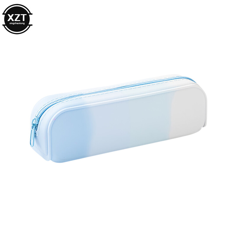 Mīksts silikona zīmuļu futrālis Radoša gradienta krāsu pildspalvu soma Ūdensnecaurlaidīga liela glabāšanas soma skolas organizatora piederumiem