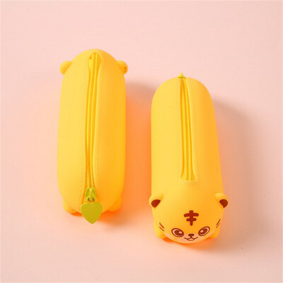 Silikona zīmuļu futrālis jauks lācis Panda Tiger mīksts pildspalvu konteiners radošs lineāls turētājs kancelejas piederumu kastīte bērniem dāvanu maisiņš soma