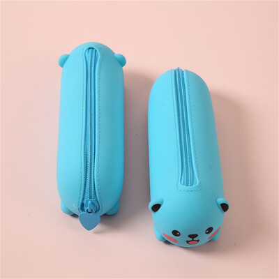 Silikona zīmuļu futrālis jauks lācis Panda Tiger mīksts pildspalvu konteiners radošs lineāls turētājs kancelejas piederumu kastīte bērniem dāvanu maisiņš soma