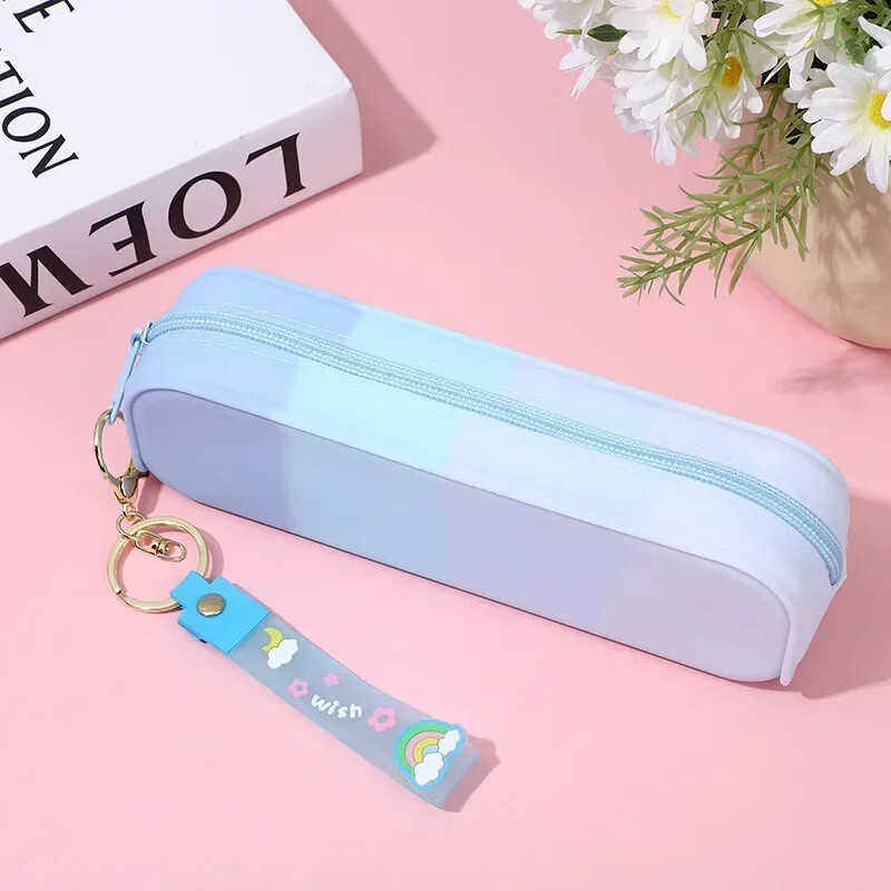 Uus armas värvigradient silikoonist pliiatsiümbris Loominguline veekindel lihtne Kawaii kirjatarvete pliiatsi hoiukarp tüdrukute koolitarbed