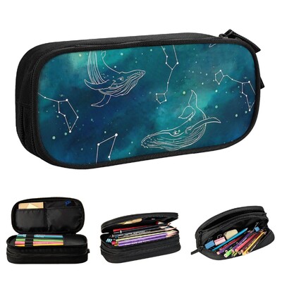 Galaxy Whale Stars Night Sky Tocuri de creion Space Fantasy Pencilcases Suport pentru stilouri Copii de depozitare mari Genți pentru creion Papetarie școlară