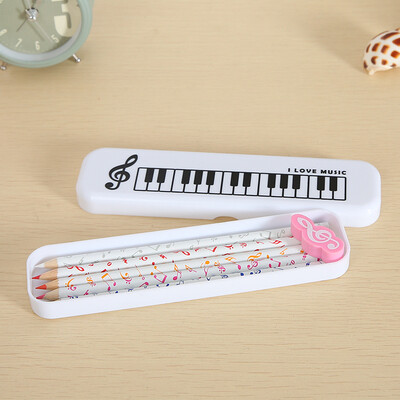 Trusa de creion cu note muzicale creative copii mini tastatură de pian simplă cheie de sol Cutie de papetărie pentru studenți Cadouri de birou la școală