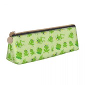 Vardes prinča raksts trīsstūrveida zīmuļa futrālis Kawaii zaļš karikatūra vardes elementāra zīmuļu kastīte meitenēm zēniem kawaii ādas pildspalvu soma