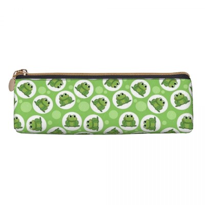 Vardes prinča raksts trīsstūrveida zīmuļa futrālis Kawaii zaļš karikatūra vardes elementāra zīmuļu kastīte meitenēm zēniem kawaii ādas pildspalvu soma
