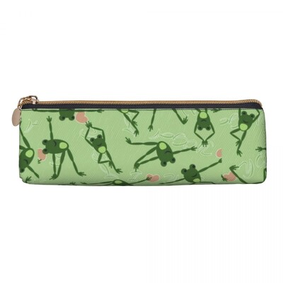 Vardes prinča raksts trīsstūrveida zīmuļa futrālis Kawaii zaļš karikatūra vardes elementāra zīmuļu kastīte meitenēm zēniem kawaii ādas pildspalvu soma