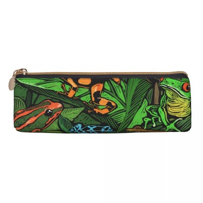 Vardes prinča raksts trīsstūrveida zīmuļa futrālis Kawaii zaļš karikatūra vardes elementāra zīmuļu kastīte meitenēm zēniem kawaii ādas pildspalvu soma