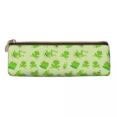 Vardes prinča raksts trīsstūrveida zīmuļa futrālis Kawaii zaļš karikatūra vardes elementāra zīmuļu kastīte meitenēm zēniem kawaii ādas pildspalvu soma