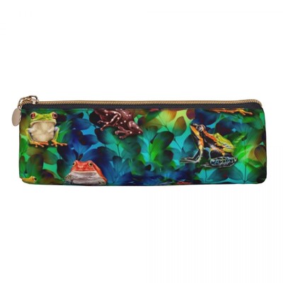 Vardes prinča raksts trīsstūrveida zīmuļa futrālis Kawaii zaļš karikatūra vardes elementāra zīmuļu kastīte meitenēm zēniem kawaii ādas pildspalvu soma