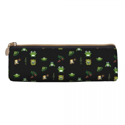 Vardes prinča raksts trīsstūrveida zīmuļa futrālis Kawaii zaļš karikatūra vardes elementāra zīmuļu kastīte meitenēm zēniem kawaii ādas pildspalvu soma