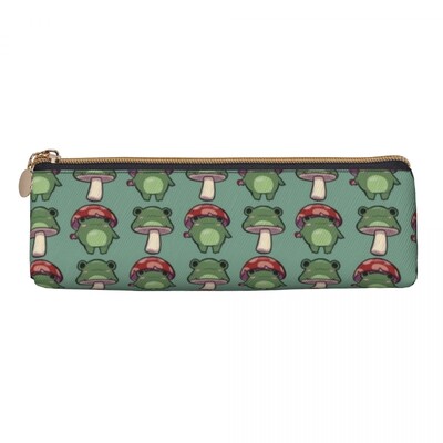 Vardes prinča raksts trīsstūrveida zīmuļa futrālis Kawaii zaļš karikatūra vardes elementāra zīmuļu kastīte meitenēm zēniem kawaii ādas pildspalvu soma