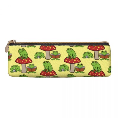 Vardes prinča raksts trīsstūrveida zīmuļa futrālis Kawaii zaļš karikatūra vardes elementāra zīmuļu kastīte meitenēm zēniem kawaii ādas pildspalvu soma