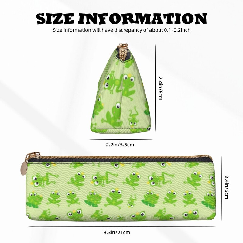 Vardes prinča raksts trīsstūrveida zīmuļa futrālis Kawaii zaļš karikatūra vardes elementāra zīmuļu kastīte meitenēm zēniem kawaii ādas pildspalvu soma