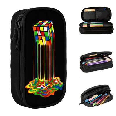 Rubik Rainbow Melted Cube Husă pentru creion Pen pentru fete băieți Genți de depozitare mari pentru creion Studenți Cadouri școlare Papetarie