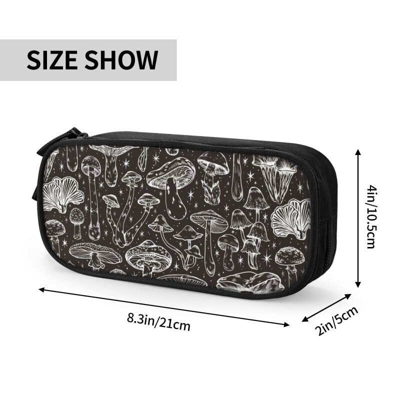 Kohandatud võluseened mustas armsas pliiatsikarbis poisile tüdrukule, suure mahutavusega psühhedeelsed pliiatsikarbis koolitarvikud