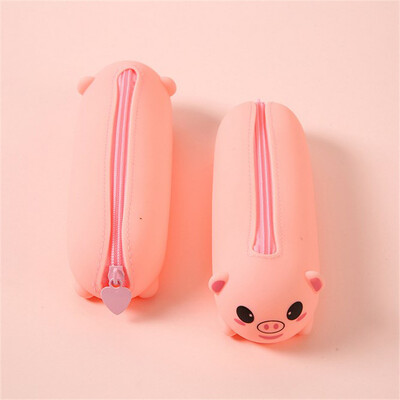 Husă de creion din silicon Ursul drăguț Panda Tigru Container pentru stilou moale Suport creativ pentru riglă Cutie de papetărie Cadouri pentru copii Geantă