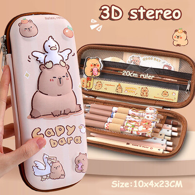 3D stereoskopiska jauka multfilma kapibara liela ietilpības zīmuļu futrālis Daudzfunkcionāls pildspalvu maciņš Kancelejas piederumi skolēniem Skolas piederumi
