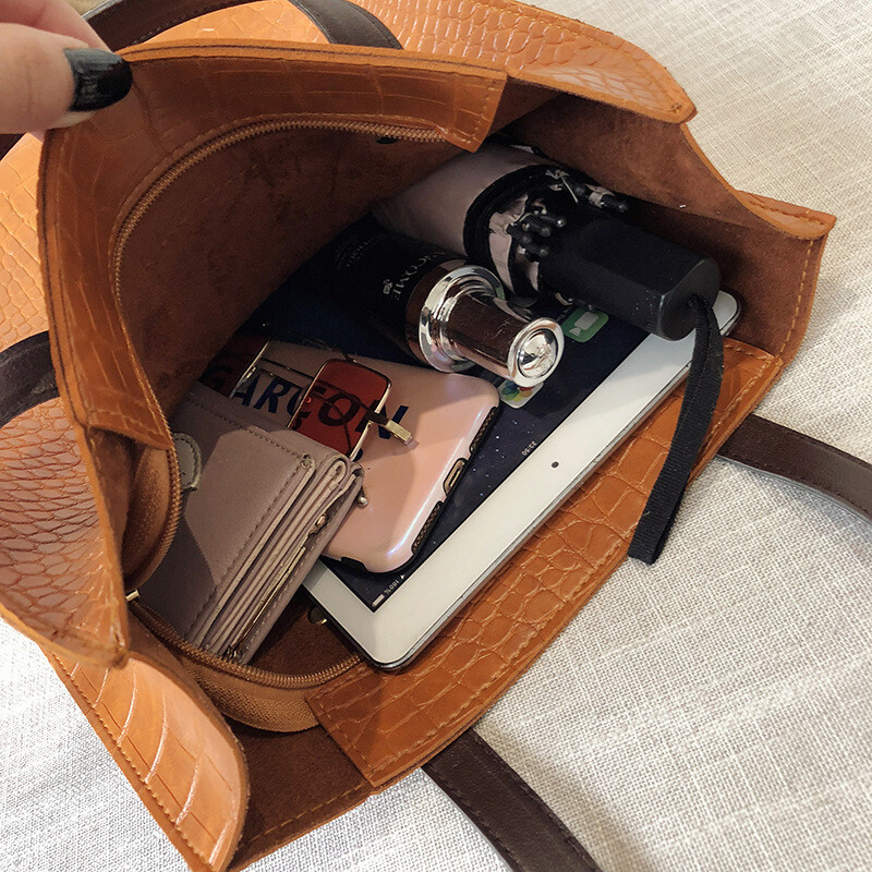 Χονδρική πώληση γυναικείες τσάντες εξωτερικού χώρου από συνθετικό δέρμα μονόχρωμο πέτρινο μοτίβο τσάντα ώμου Γυναικεία μόδα φοιτητική τσάντα Universal One Piece 