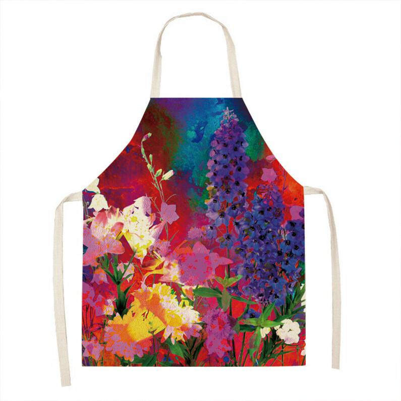 Piiriülene kuummüük, lillemustriga varrukateta linane põll, köögimood, koristamine, igapäevane kasutus, varrukateta pluusipaar