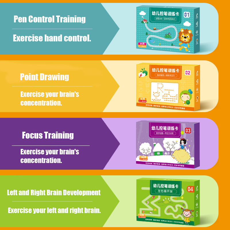 Βιβλίο εκπαίδευσης με στυλό για παιδιά με στυλό επαναχρησιμοποίηση Montessori Παιχνίδι ζωγραφικής για παιδιά Συγκέντρωση διαγραφής Παιχνίδια ζωγραφικής