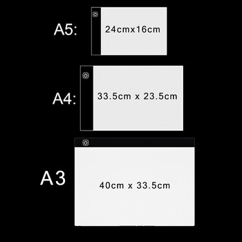 Размер A3/A4/A5 LED светлинна подложка Защита на очите По-лесно за разпродажба на бродерия с диамантена живопис Подложка за рисуване на три нива с възможност за димиране