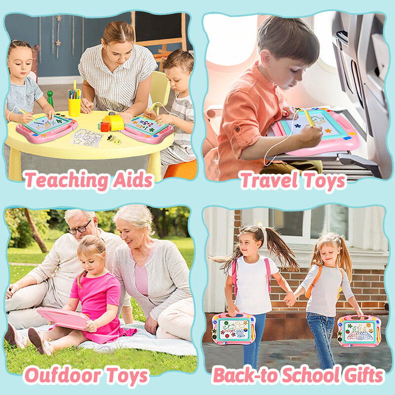 Magnētisks zīmēšanas dēlis bērniem Liels Rotaļu dēlis ar magnēta pērlītēm un Montesori pildspalvu, izglītojošas zīmēšanas rotaļlietas dāvana