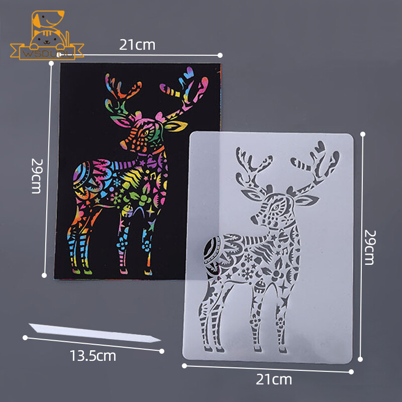 10 tk kriimustuspaberit ja 5 tk loomade šabloonide maagilise šablooni maalimine mängumäng vikerkaarekaartide joonistamine mänguasja isetegemine käsitöö lastele kingitused