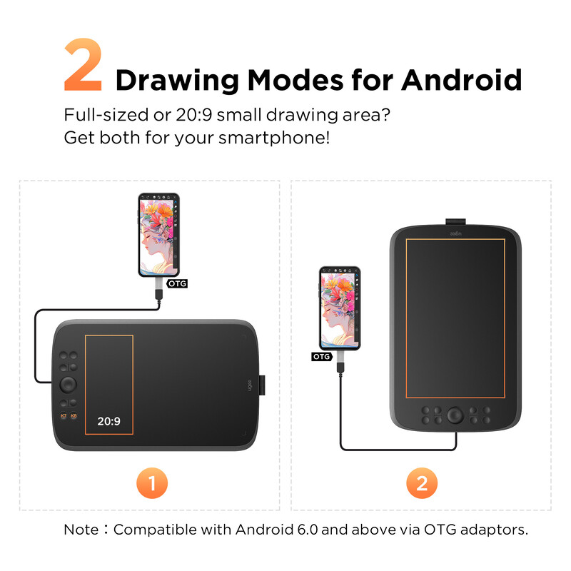 UGEE M908 10x6,25 tolline joonistustahvelarvuti graafika tahvelarvuti 8 kiirklahviga 1 kerimisratas 8192 tasemete joonistusplaat Windows Mac Androidile