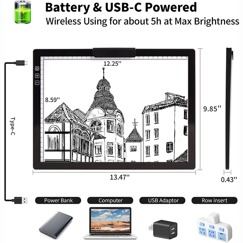 Taaslaetav A4/A3 valguspadi juhtmevaba akutoitega valguskastiga valguspadi teemantmaalimise jälgimiseks, röntgeni joonistamiseks