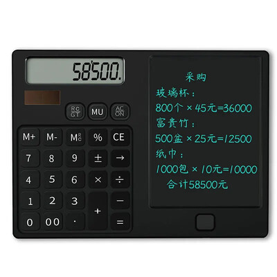Calculator tabletă cu scriere de mână LCD solară cu 12 cifre Baterie cu buton solar Sursă de alimentare dublă Tabletă dreaptă Business Office Student