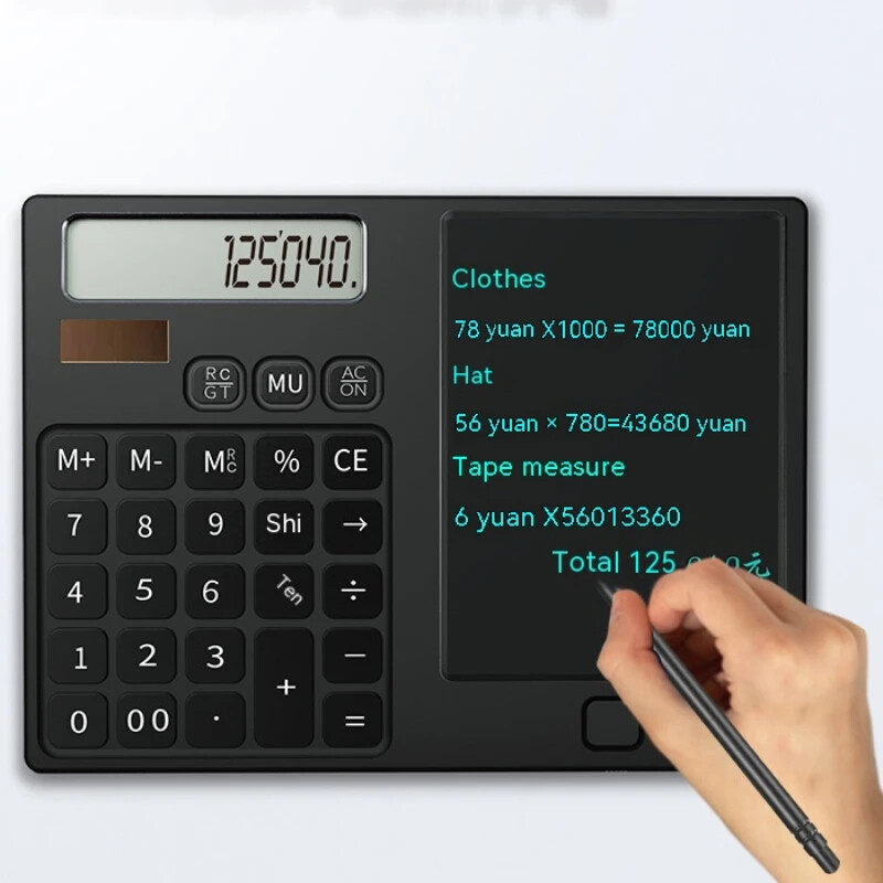 Calculator tabletă cu scriere de mână LCD solară cu 12 cifre Baterie cu buton solar Sursă de alimentare dublă Tabletă dreaptă Business Office Student