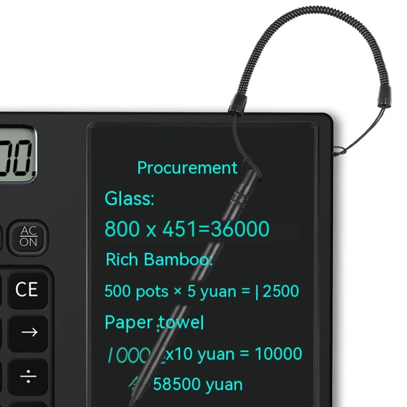 Calculator tabletă cu scriere de mână LCD solară cu 12 cifre Baterie cu buton solar Sursă de alimentare dublă Tabletă dreaptă Business Office Student