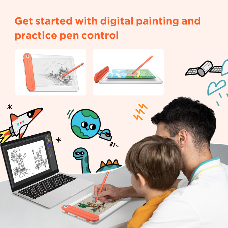Ugee Q8W Bluetooth 5.0 juhtmevaba graafiline joonistahvelarvuti 8,5x6 tolli digitaalse visandiga tahvelarvuti kirjutamisplokk Android-arvutile