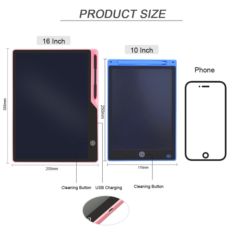 Edukativne igračke Tablet za pisanje za djecu 16-inčni LCD ploča za crtanje Dječji darovi USB punjenje Doodle Electron Podloga za rukopis