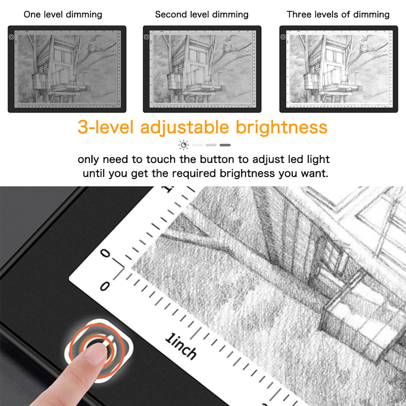 A4 LED-valgustitahvel kaasaskantav jälitusvalgusti kasti joonistustahvel A3 3-tasemeline hämardatav maalitahvel teemantmaalivalgustitahvel