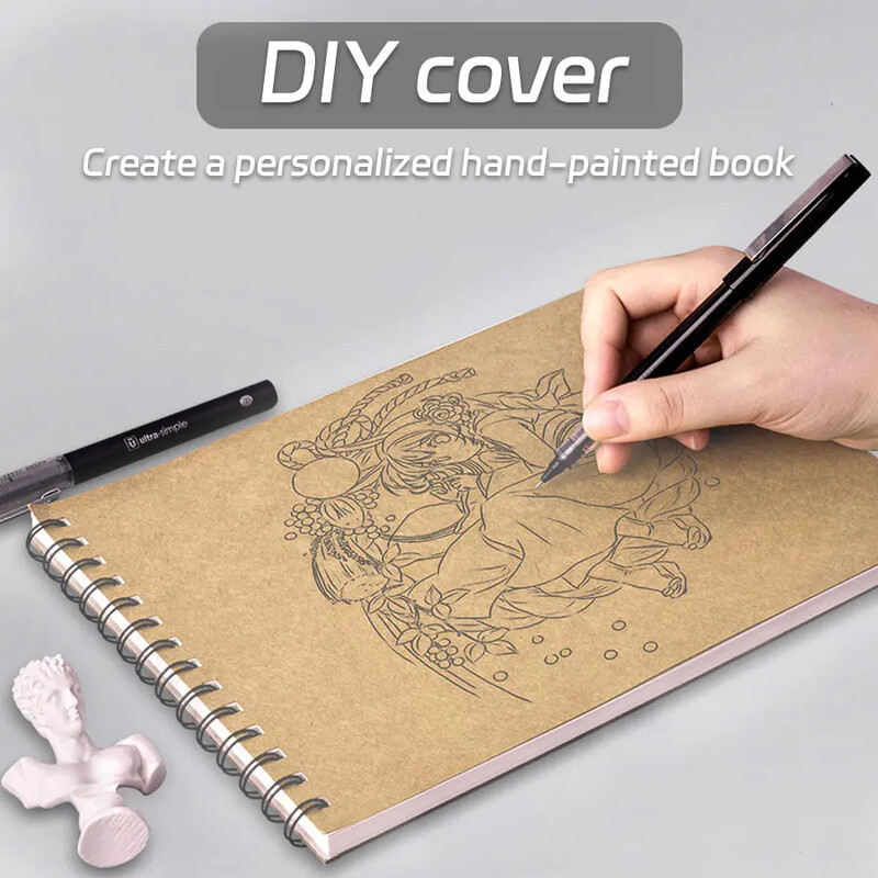 Caiet de schițe profesional Hârtie groasă Caiet cu spirală Pictură cu frunze libere Rechizite școlare de artă Bloc de note pentru desen în creion, papetărie