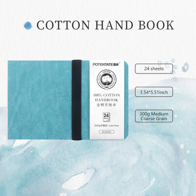 POTENTATE Син цветен акварелен дневник Книга за рисуване Ръчен бележник Скицник 100% памук 300 g/m2 Студена преса за арт консумативи