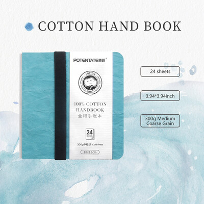 POTENTATE Син цветен акварелен дневник Книга за рисуване Ръчен бележник Скицник 100% памук 300 g/m2 Студена преса за арт консумативи