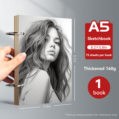 Caiet de schițe portabil în spirală, grosime, 160 GSM, 32 k, Jurnal de hârtie, jurnal de pictură, jurnal de școală, papetărie de birou, caiete goale A5