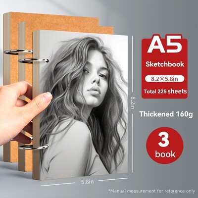 Caiet de schițe portabil în spirală, grosime, 160 GSM, 32 k, Jurnal de hârtie, jurnal de pictură, jurnal de școală, papetărie de birou, caiete goale A5