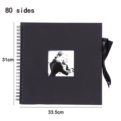 ZK20 80 crnih stranica Memorijske knjige DIY izrađeni foto albumi Omot spomenara Kraft album za poklone za godišnjicu vjenčanja Memorijske knjige