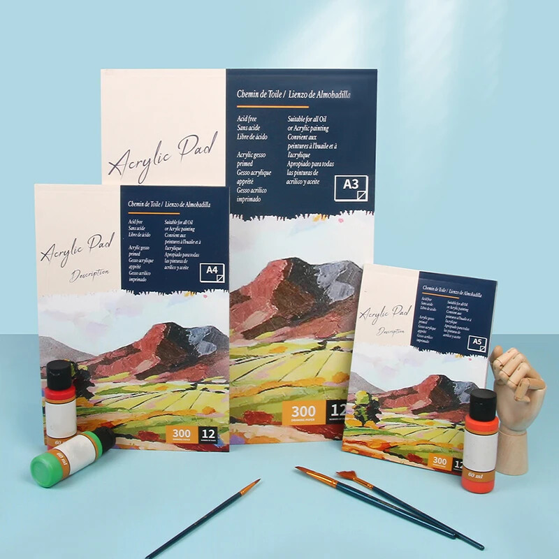 Caiet de schițe pentru pictură acrilică de 300 GSM pentru artiști A4 A5 Hârtie groasă de acuarelă pentru practicarea începătorilor de desen pentru pictură în ulei