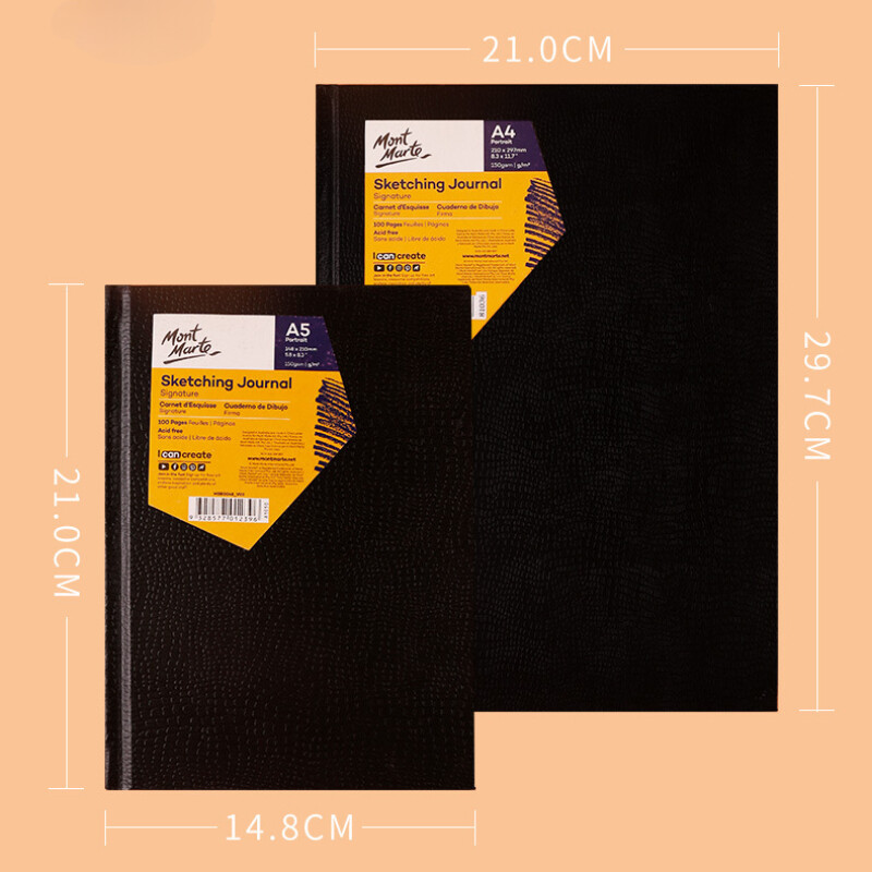 Caiet de schițe A4/A5 cu copertă rigidă neagră îngroșată 150g 100 de coli Caiet de schițe din hârtie de pictură alb fildeș pentru desen pentru materiale de artă