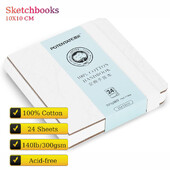 100% puuvillane reisiakvarellpaber, 300 g/m2, 10 x 10 cm, happevabad akvarellivihikud, mis sobivad ideaalselt kunstnikele, õpilastele, lastele